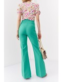 Elegant women\'s trousers with wide legs, green 05018 - Online store - Boutique